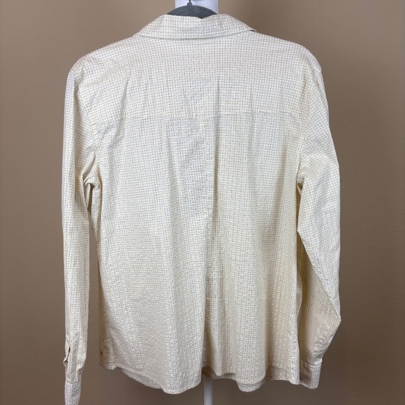 Old Navy Cream/Gold Shimmer Patterned Western Long Sleeve "Perfect Fit" Shirt - Picture 5 of 10